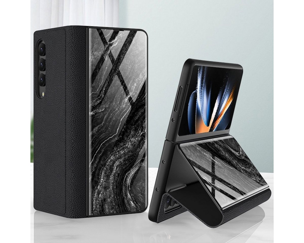 Wigento Handyhülle Für Samsung Galaxy Z Fold4 5G Design Galvanik Marble Muster 2 All-round Anti-Fall Handy Tasche Hülle Etuis von Wigento