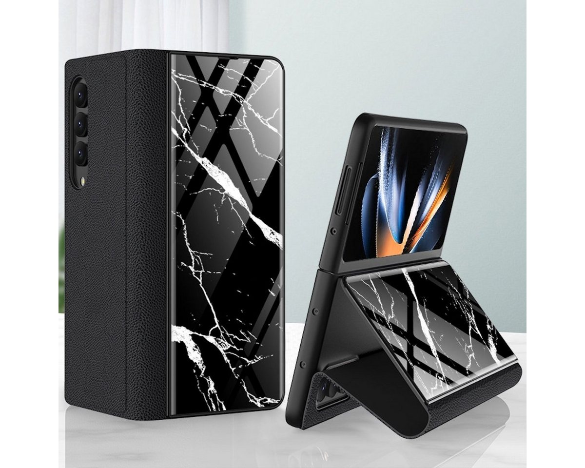 Wigento Handyhülle Für Samsung Galaxy Z Fold4 5G Design Galvanik Marble Muster 3 All-round Anti-Fall Handy Tasche Hülle Etuis von Wigento