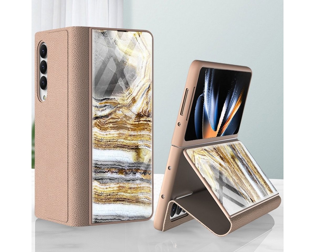 Wigento Handyhülle Für Samsung Galaxy Z Fold4 5G Design Galvanik Marble Muster 4 All-round Anti-Fall Handy Tasche Hülle Etuis von Wigento