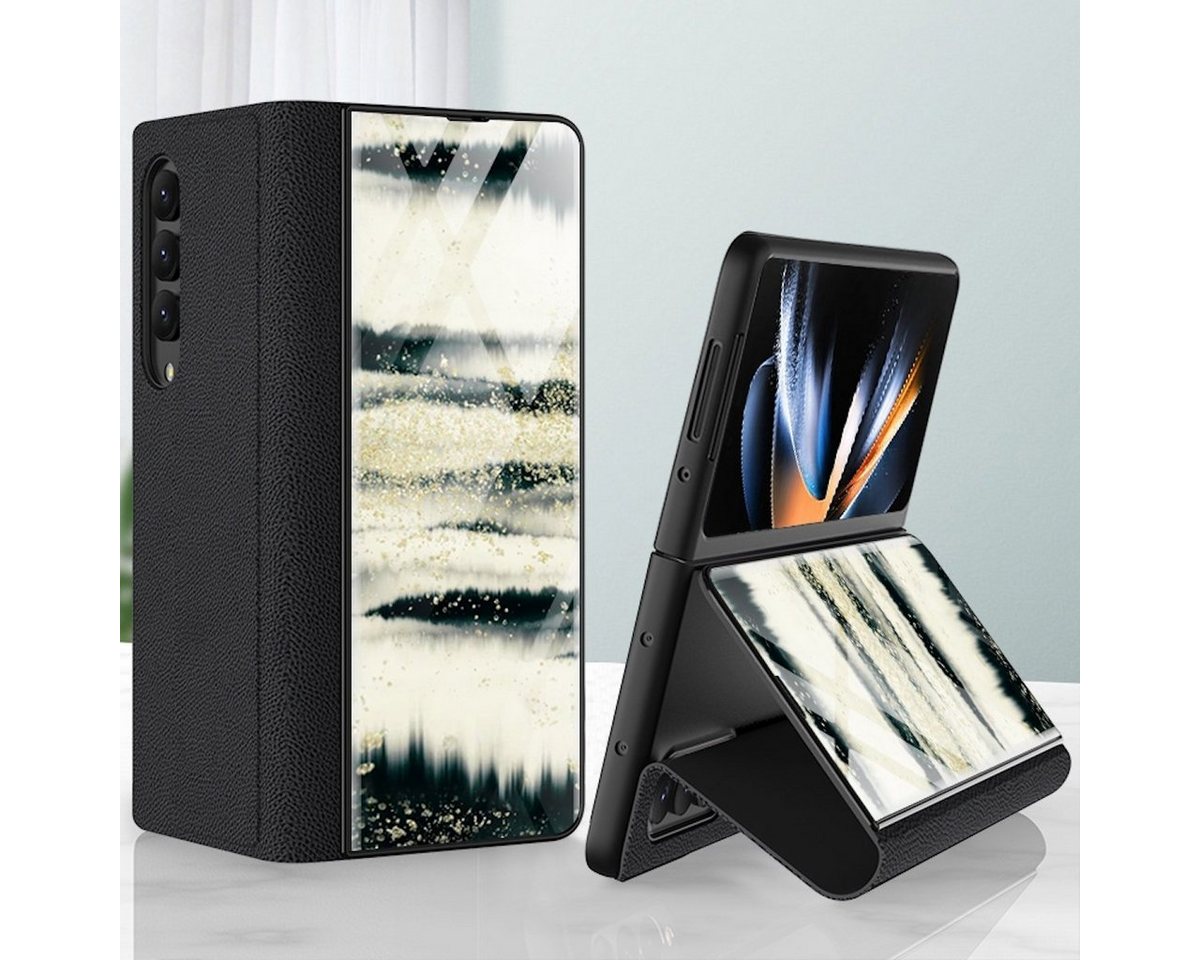 Wigento Handyhülle Für Samsung Galaxy Z Fold4 5G Design Galvanik Marble Muster 5 All-round Anti-Fall Handy Tasche Hülle Etuis von Wigento