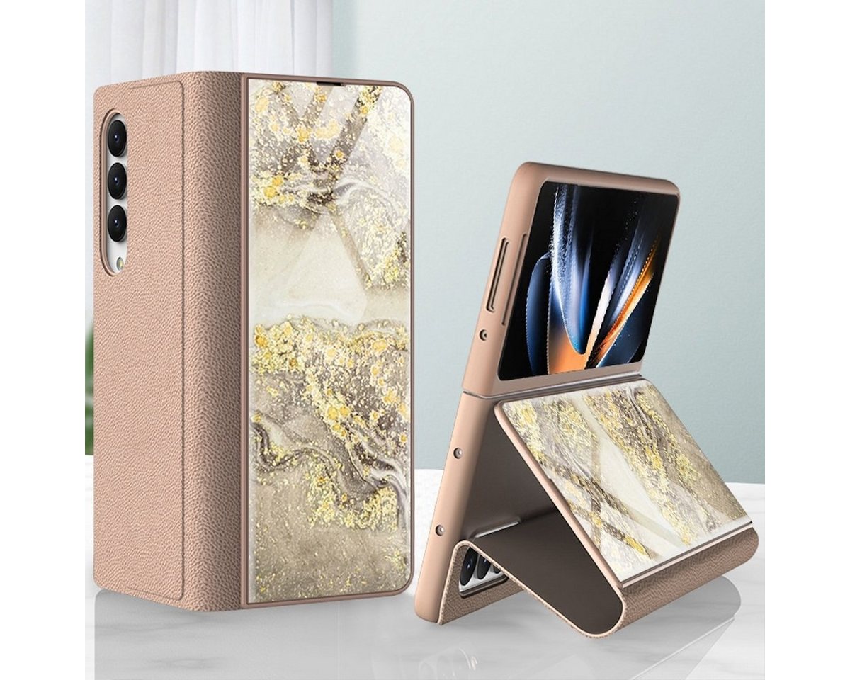 Wigento Handyhülle Für Samsung Galaxy Z Fold4 5G Design Galvanik Marble Muster 7 All-round Anti-Fall Handy Tasche Hülle Etuis von Wigento