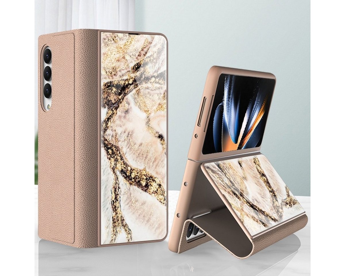 Wigento Handyhülle Für Samsung Galaxy Z Fold4 5G Design Galvanik Marble Muster 8 All-round Anti-Fall Handy Tasche Hülle Etuis von Wigento