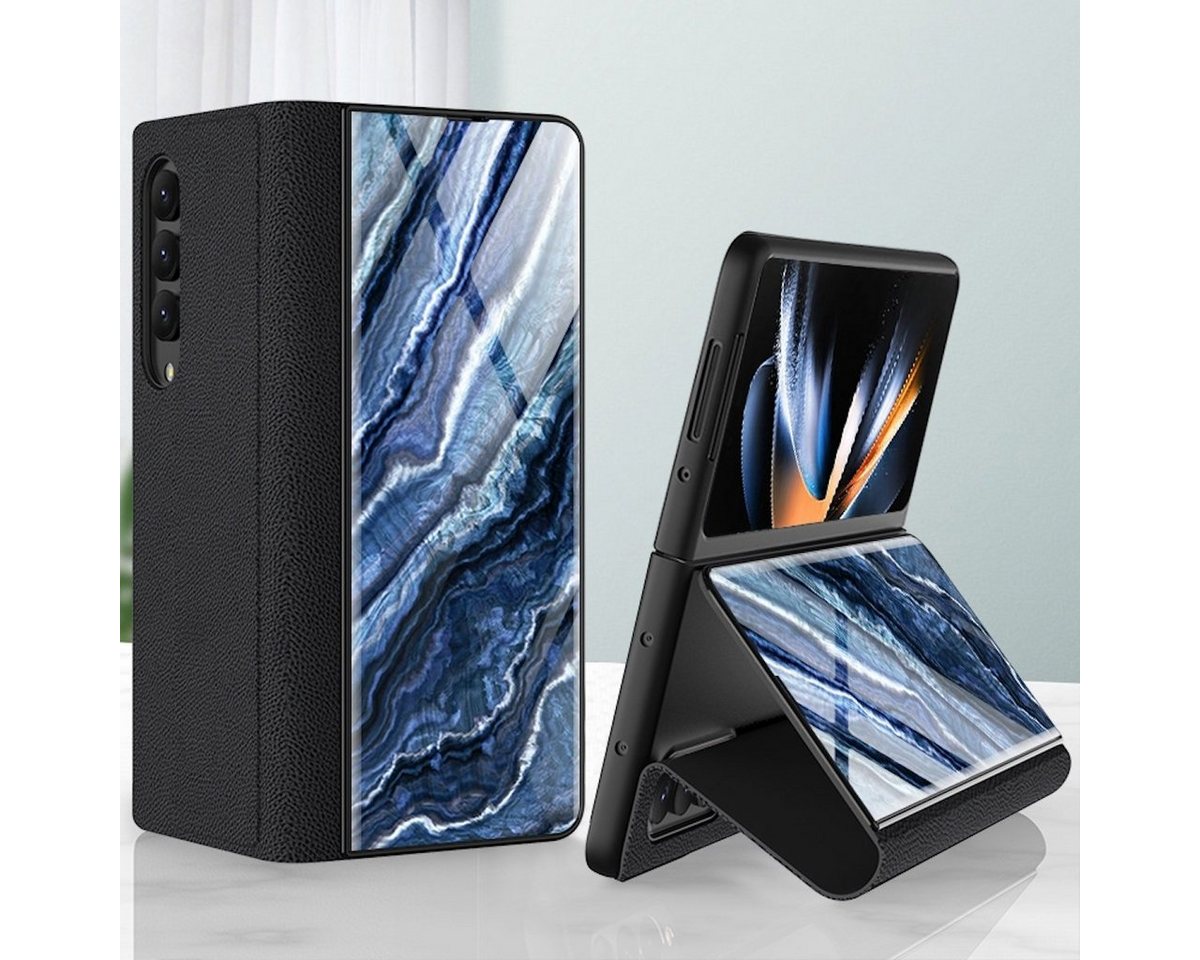 Wigento Handyhülle Für Samsung Galaxy Z Fold4 5G Design Galvanik Marble Muster 9 All-round Anti-Fall Handy Tasche Hülle Etuis von Wigento