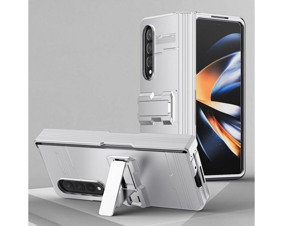 Wigento Handyhülle Für Samsung Galaxy Z Fold4 5G Design King Kong All-round Anti-Fall Handy Tasche Hülle Etuis Silber von Wigento