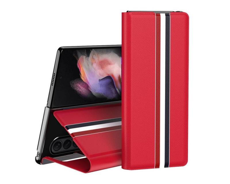 Wigento Handyhülle Für Samsung Galaxy Z Fold4 5G Kunstleder / Kunststoff Handy Tasche Hülle Etuis Rot von Wigento