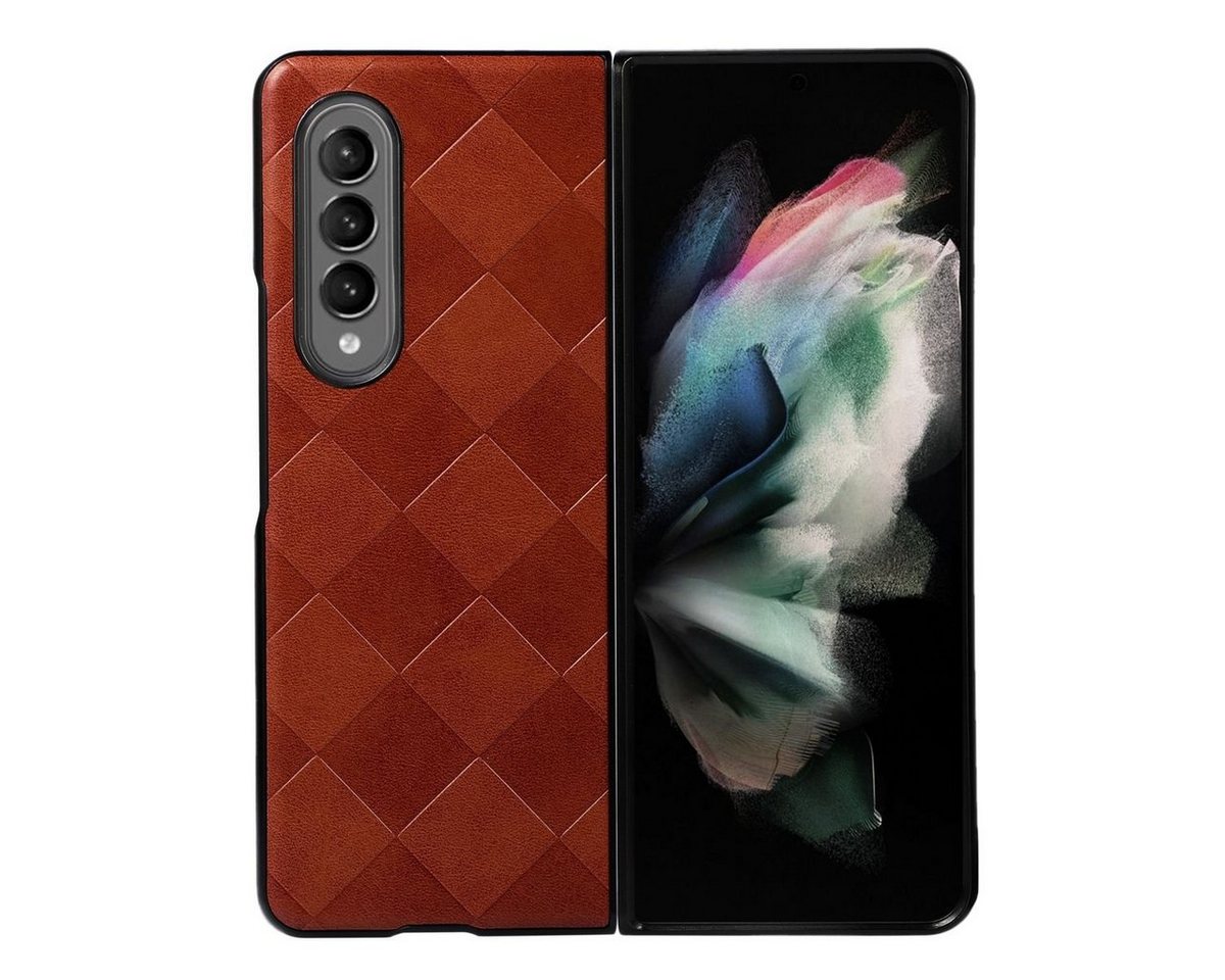 Wigento Handyhülle Für Samsung Galaxy Z Fold4 5G Waben Design Hart Cover Handy Tasche Hülle Etuis Rot von Wigento