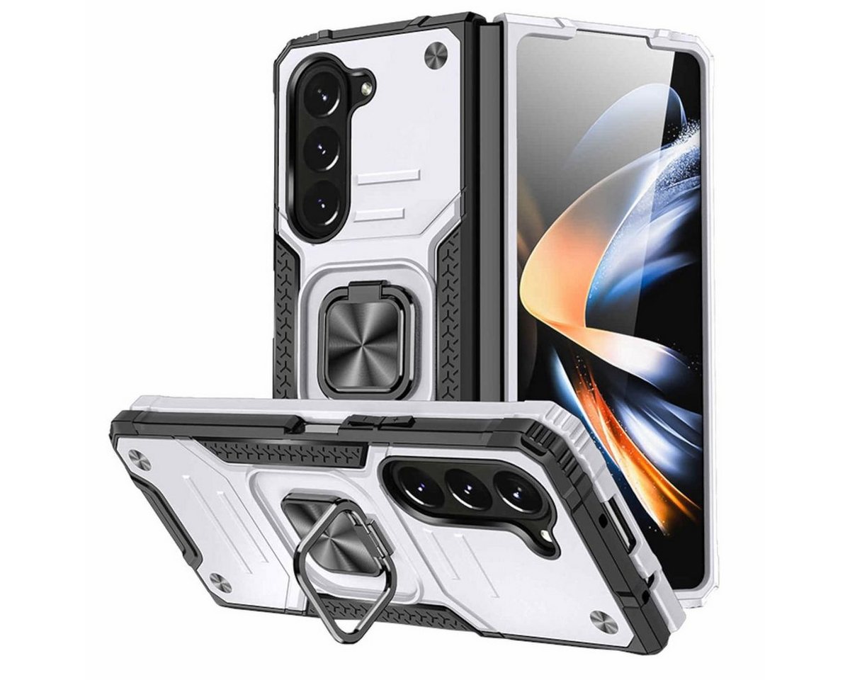 Wigento Handyhülle Für Samsung Galaxy Z Fold5 5G Armor Magnet Ring Cover Handy Hülle Neu von Wigento