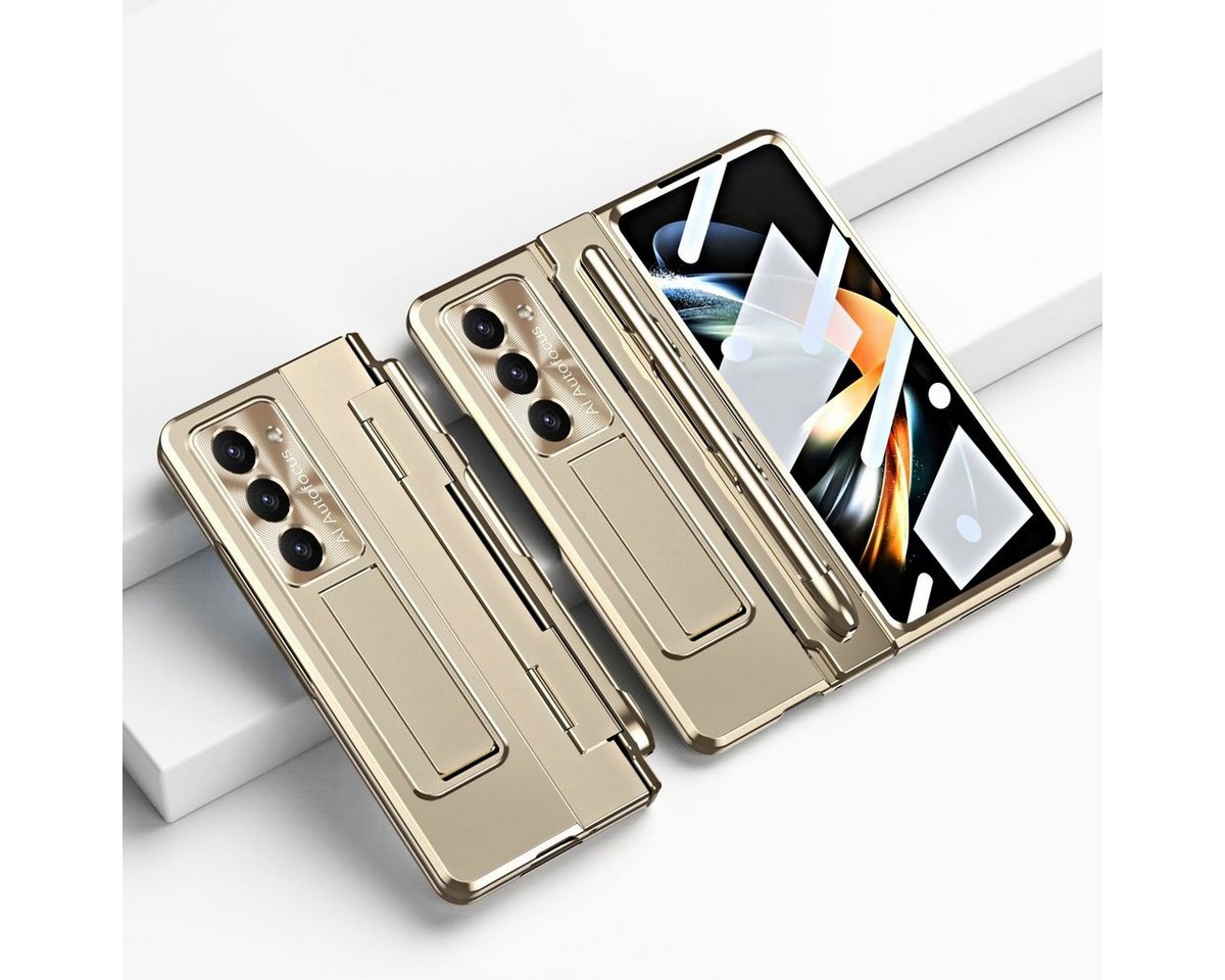 Wigento Handyhülle Für Samsung Galaxy Z Fold5 5G Hülle mit Stand- Stifthalterung u. Stift von Wigento