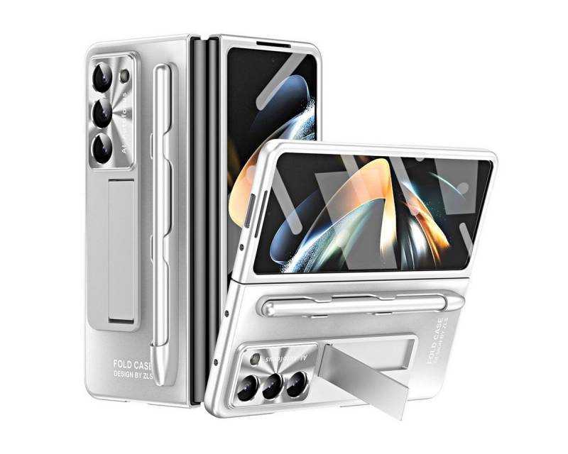 Wigento Handyhülle Für Samsung Galaxy Z Fold5 5G Hülle mit Stand- Stifthalterung u. Stift von Wigento