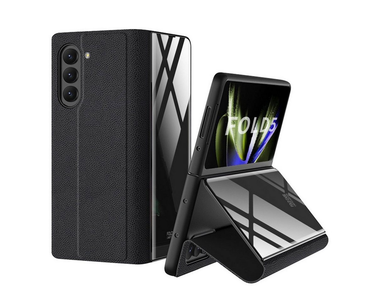 Wigento Handyhülle Für Samsung Galaxy Z Fold5 5G Schutzhülle Kunstleder + Kartenhalter von Wigento