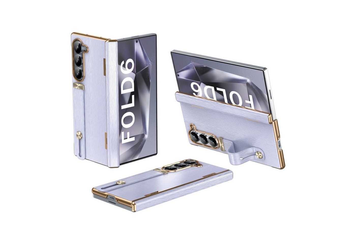 Wigento Handyhülle Für Samsung Galaxy Z Fold6 Hülle mit Handschlaufe Halterung Case Lila, Hybrid Design Handy Schutz Hülle Wigento Handyhülle Für Samsung Galaxy Z Fold6 Hülle mit Handschlaufe Halterung Case Lila, Hybrid Design Handy Schutz Hülle von Wigento