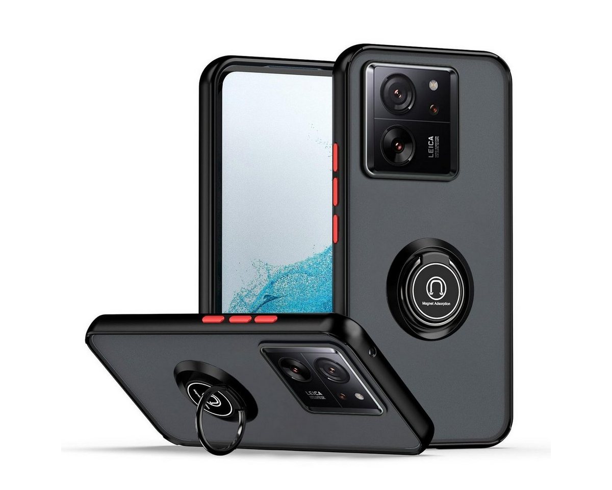 Wigento Handyhülle Für Xiaomi 13 T / 13 T Pro Design TPU / PC Handy Hülle Cover + Ring von Wigento