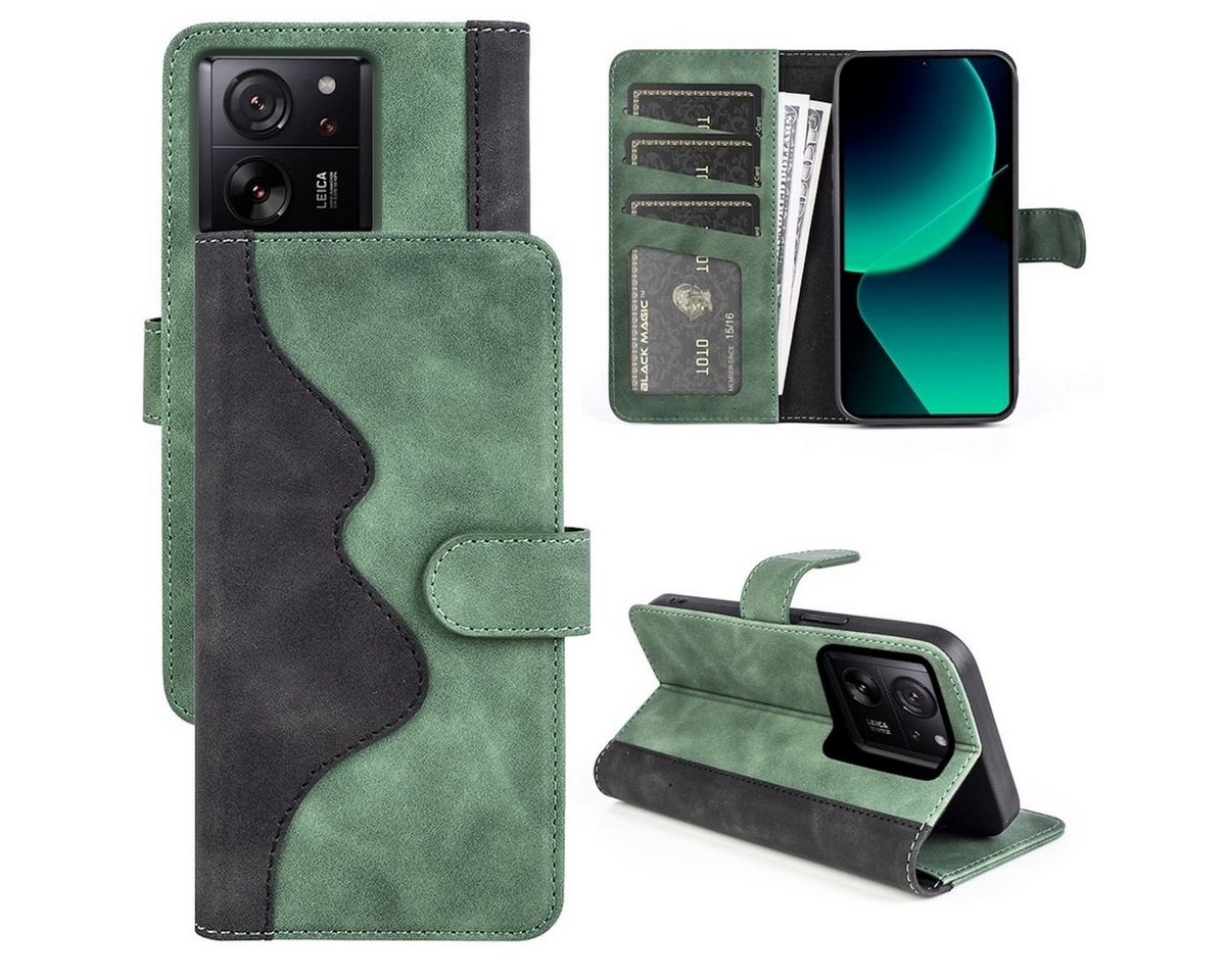 Wigento Handyhülle Für Xiaomi 13T/13T Pro Design Handy Tasche Wallet Premium Schutz Hülle von Wigento