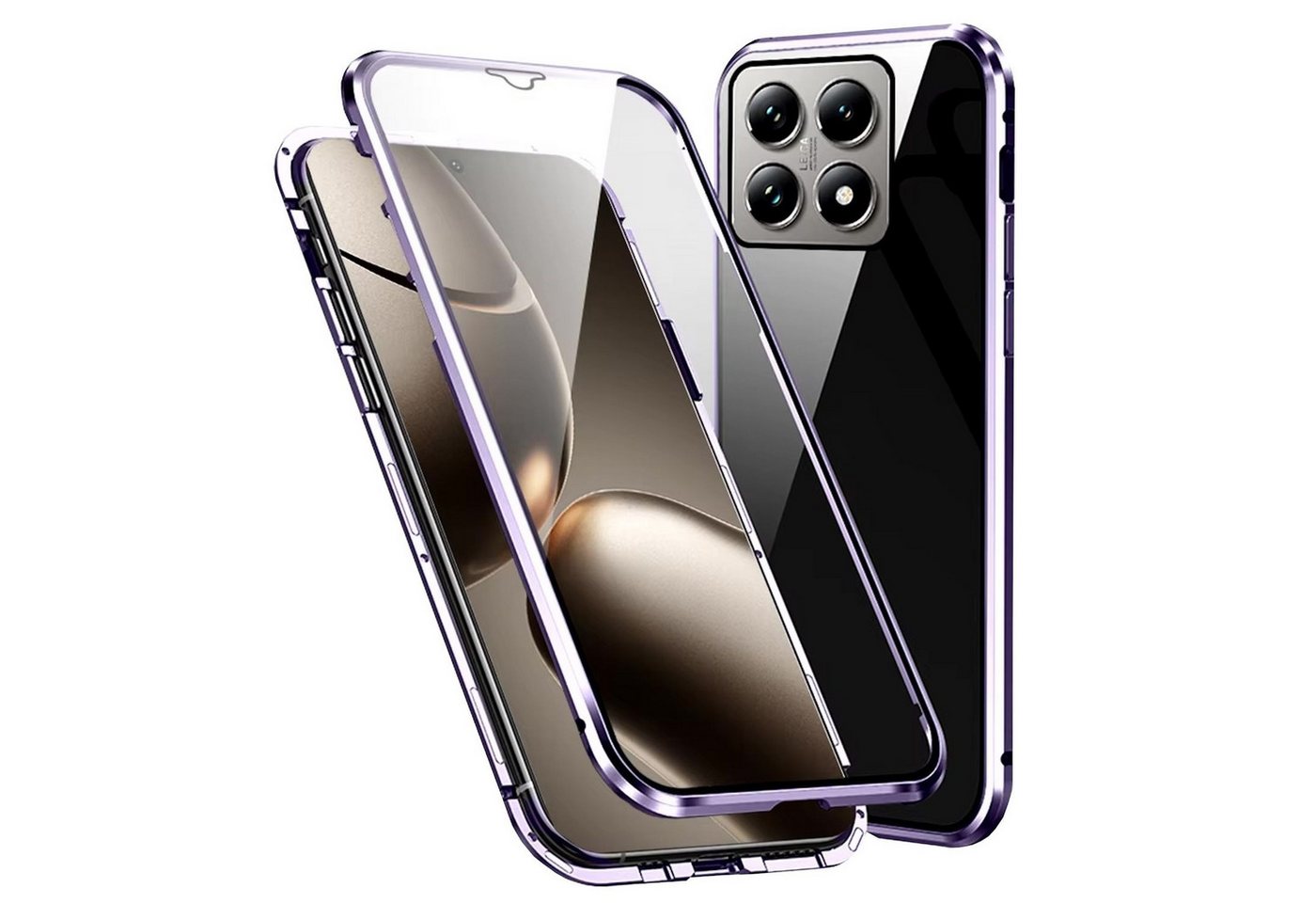 Wigento Handyhülle Für Xiaomi 14T Pro Beidseitiger 360 Grad Magnet Glas Bumper Hülle Lila, Magnetische Metallrahmenhülle mit beidseitigem Hartglas Wigento Handyhülle Für Xiaomi 14T Pro Beidseitiger 360 Grad Magnet Glas Bumper Hülle Lila, Magnetische Metallrahmenhülle mit beidseitigem Hartglas von Wigento