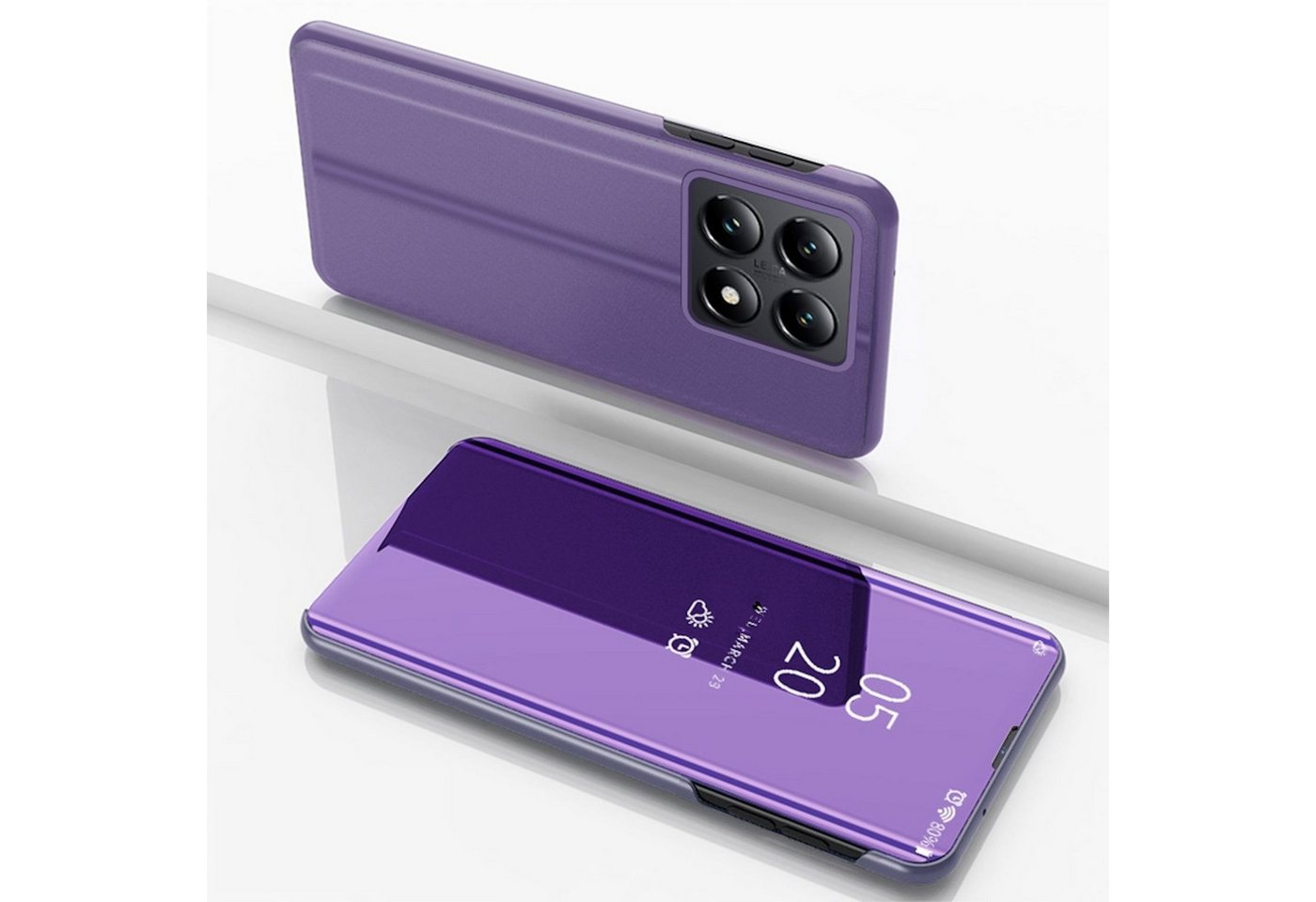 Wigento Handyhülle Für Xiaomi 14T View Spiegel Handy Smart Wake UP Funktion Hülle Lila, Elektroplattiertes Spiegel-Design, horizontaler Klappständer Wigento Handyhülle Für Xiaomi 14T View Spiegel Handy Smart Wake UP Funktion Hülle Lila, Elektroplattiertes Spiegel-Design, horizontaler Klappständer von Wigento