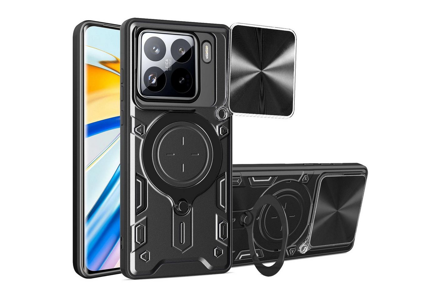 Wigento Handyhülle Für Xiaomi 15 CD Textur Sliding Kamera TPU Hybrid Ring Hülle Schwarz, CD Texture, Schiebekameraabdeckung, Magnetischer Halter Wigento Handyhülle Für Xiaomi 15 CD Textur Sliding Kamera TPU Hybrid Ring Hülle Schwarz, CD Texture, Schiebekameraabdeckung, Magnetischer Halter von Wigento