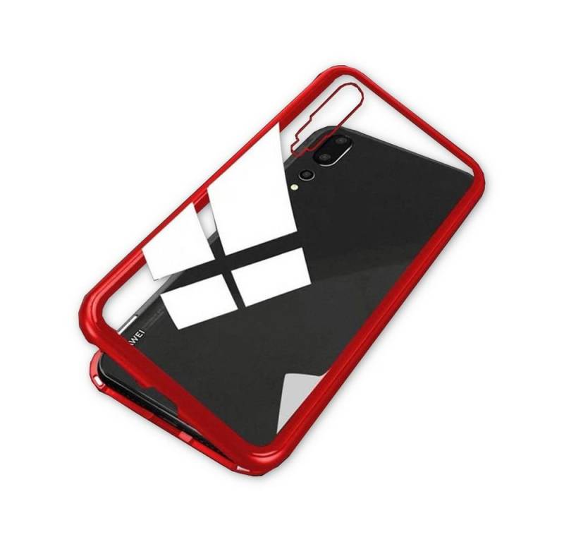 Wigento Handyhülle Für Xiaomi Mi 9 Magnet / Metall / Glas Case Bumper Rot / Transparent Tasche Hülle Neu von Wigento