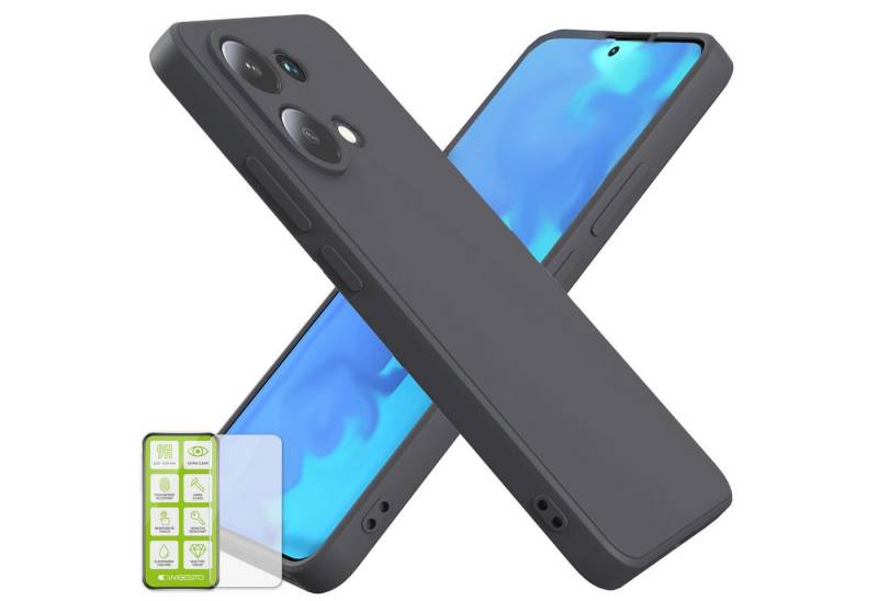 Wigento Handyhülle Für Xiaomi Poco M6 Pro 4G Redmi Note 13 Pro 4G Silikon TPU Case + Glas von Wigento