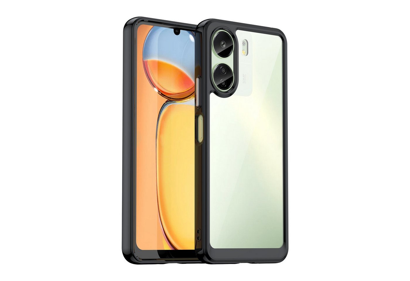 Wigento Handyhülle Für Xiaomi Redmi 13C TPU / Acryl Schutz Handy Hülle Case Cover Schwarz von Wigento