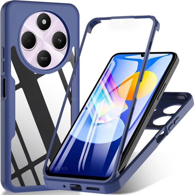 Wigento Handyhülle Für Xiaomi Redmi 14C Full Cover Acrylic Hybrid TPU Hülle Dunkelblau, 360 Grad Schutz, stoßdämpfend, robust von Wigento