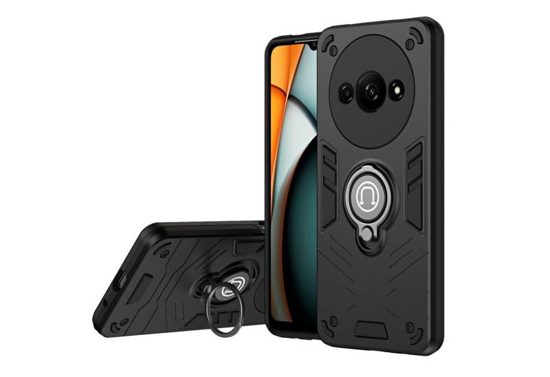 Wigento Handyhülle Für Xiaomi Redmi A3 Magnet Ring Cover Handy Hülle Tasche Case Schwarz von Wigento