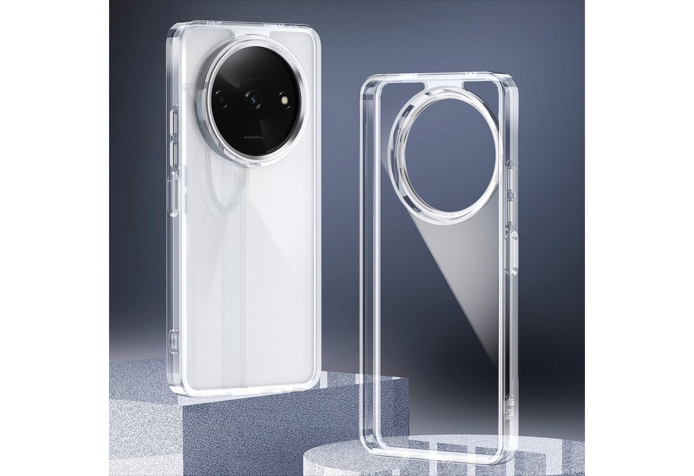 Wigento Handyhülle Für Xiaomi Redmi A3 TPU Acryl / Hybrid Schutz Handy Hülle Transparent von Wigento