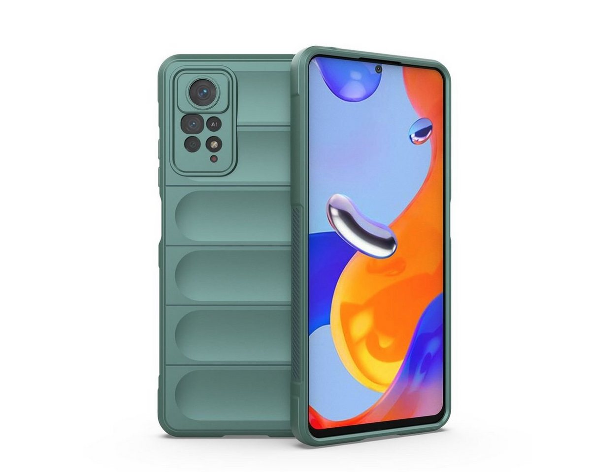 Wigento Handyhülle Für Xiaomi Redmi Note 11 Pro 5G TPU / PC Design Magic Shield + Flanell Cover Handy Tasche Hülle Schutz Etuis Dunkel Grün Neu von Wigento