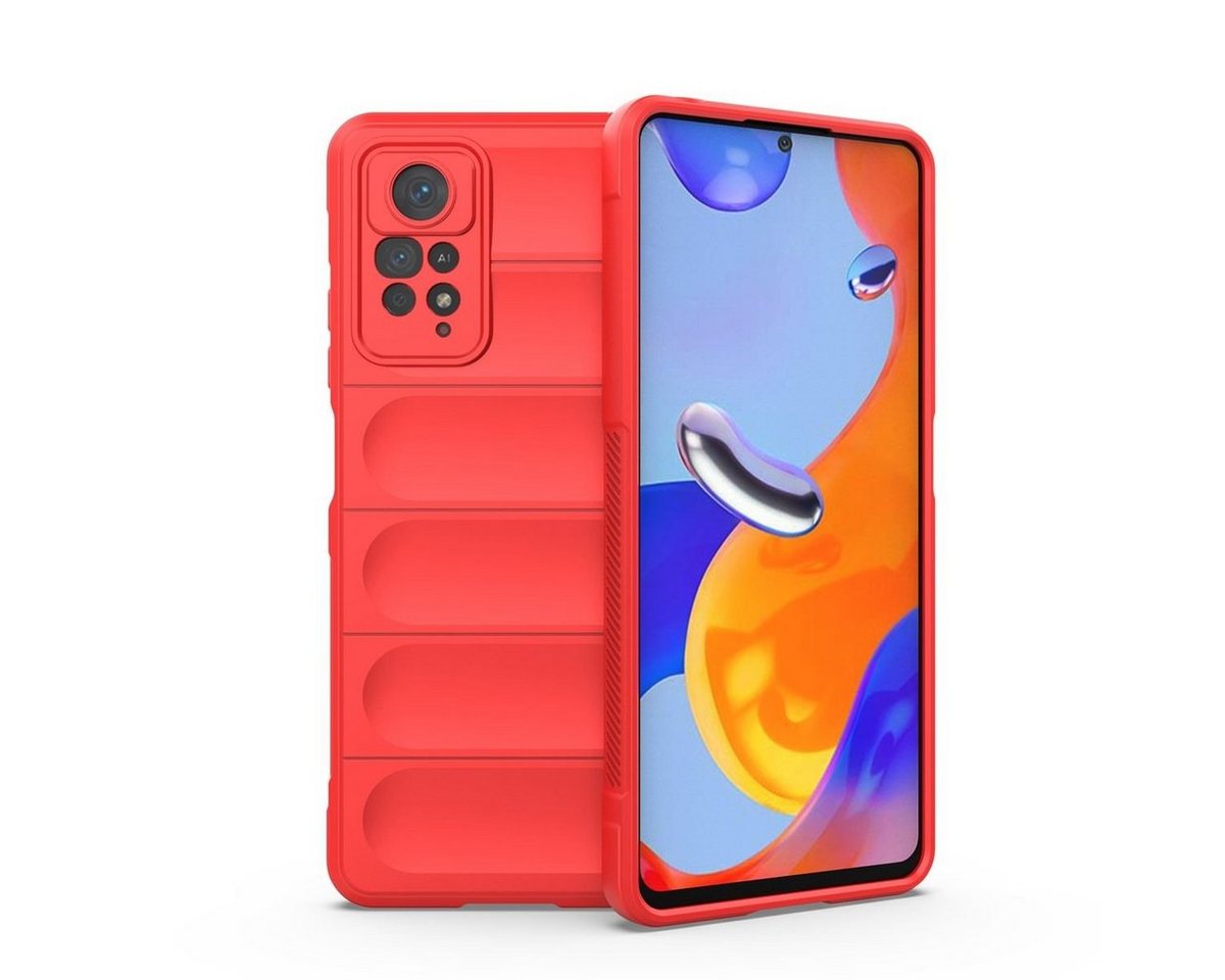 Wigento Handyhülle Für Xiaomi Redmi Note 11 Pro 5G TPU / PC Design Magic Shield + Flanell Cover Handy Tasche Hülle Schutz Etuis Rot Neu von Wigento