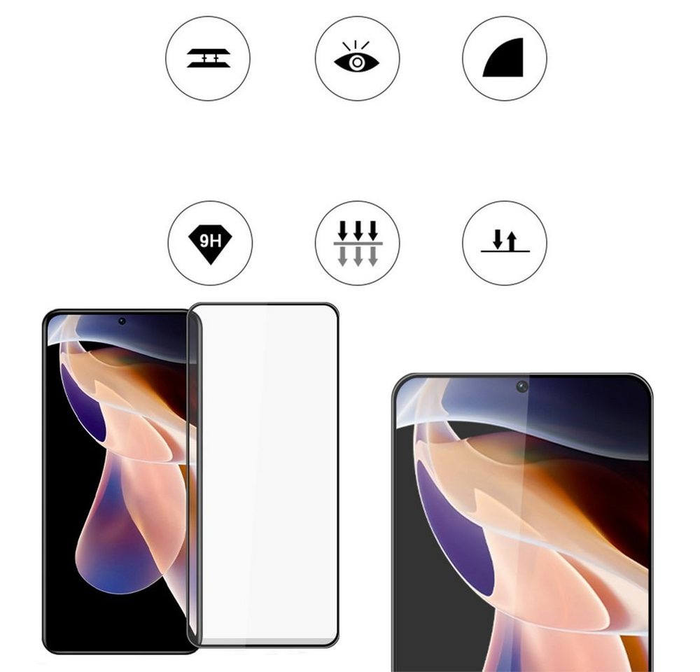 Wigento Handyhülle Für Xiaomi Redmi Note 11 Pro Plus 5G 2x 3D Premium 0,3 mm H9 Hart Glas Schwarz Folie Schutz Hülle Neu von Wigento