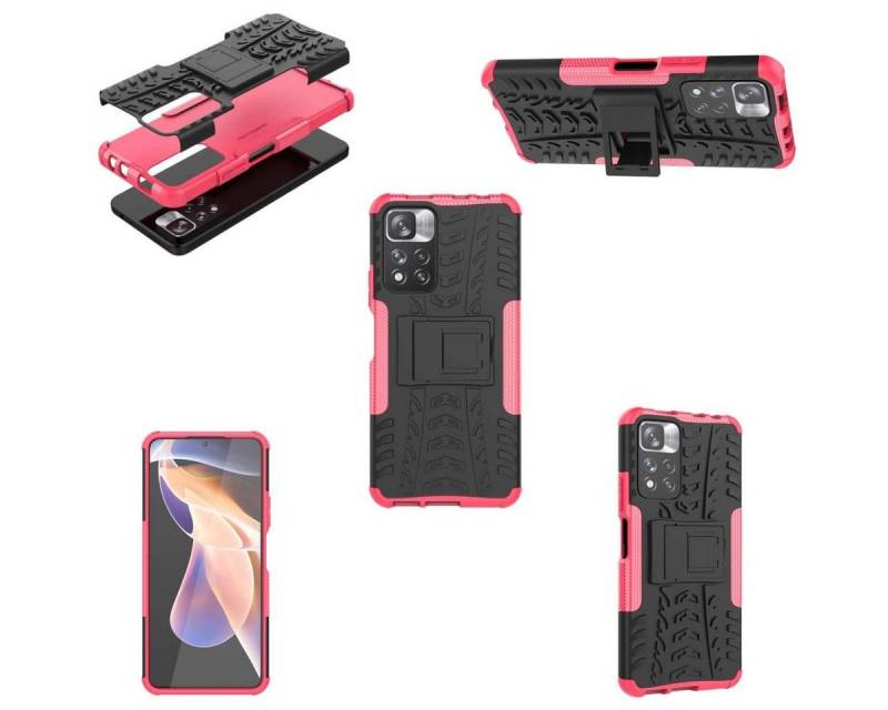 Wigento Handyhülle Für Xiaomi Redmi Note 11S / Note 11 4G Hybrid Handy Tasche Outdoor Etuis Hülle Cover Case von Wigento