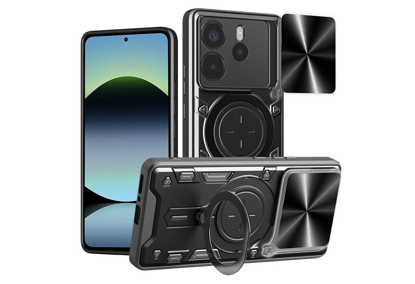 Wigento Handyhülle Für Xiaomi Redmi Note 14 4G Sliding Kamera TPU PC Ring Hülle Schwarz, CD Texture, Schiebekameraabdeckung, Magnetischer Halter Wigento Handyhülle Für Xiaomi Redmi Note 14 4G Sliding Kamera TPU PC Ring Hülle Schwarz, CD Texture, Schiebekameraabdeckung, Magnetischer Halter von Wigento