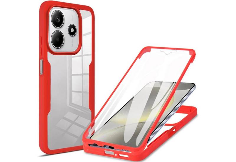Wigento Handyhülle Für Xiaomi Redmi Note 14 5G Full 360 Grad Acrylic Hybrid TPU Hülle Rot, 360 Grad Schutz, stoßdämpfend, robust von Wigento