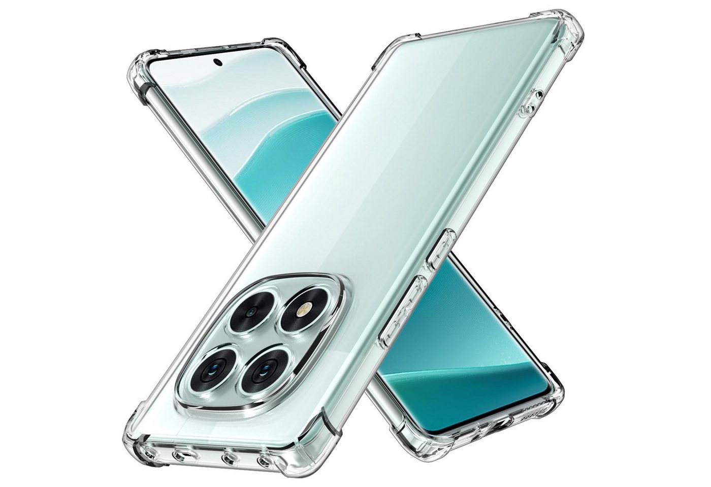 Wigento Handyhülle Für Xiaomi Redmi Note 14 Pro Plus 5G Schock TPU Hülle Transparent, Silikon TPU Handy Schutz Hülle verstärkte Ecken von Wigento