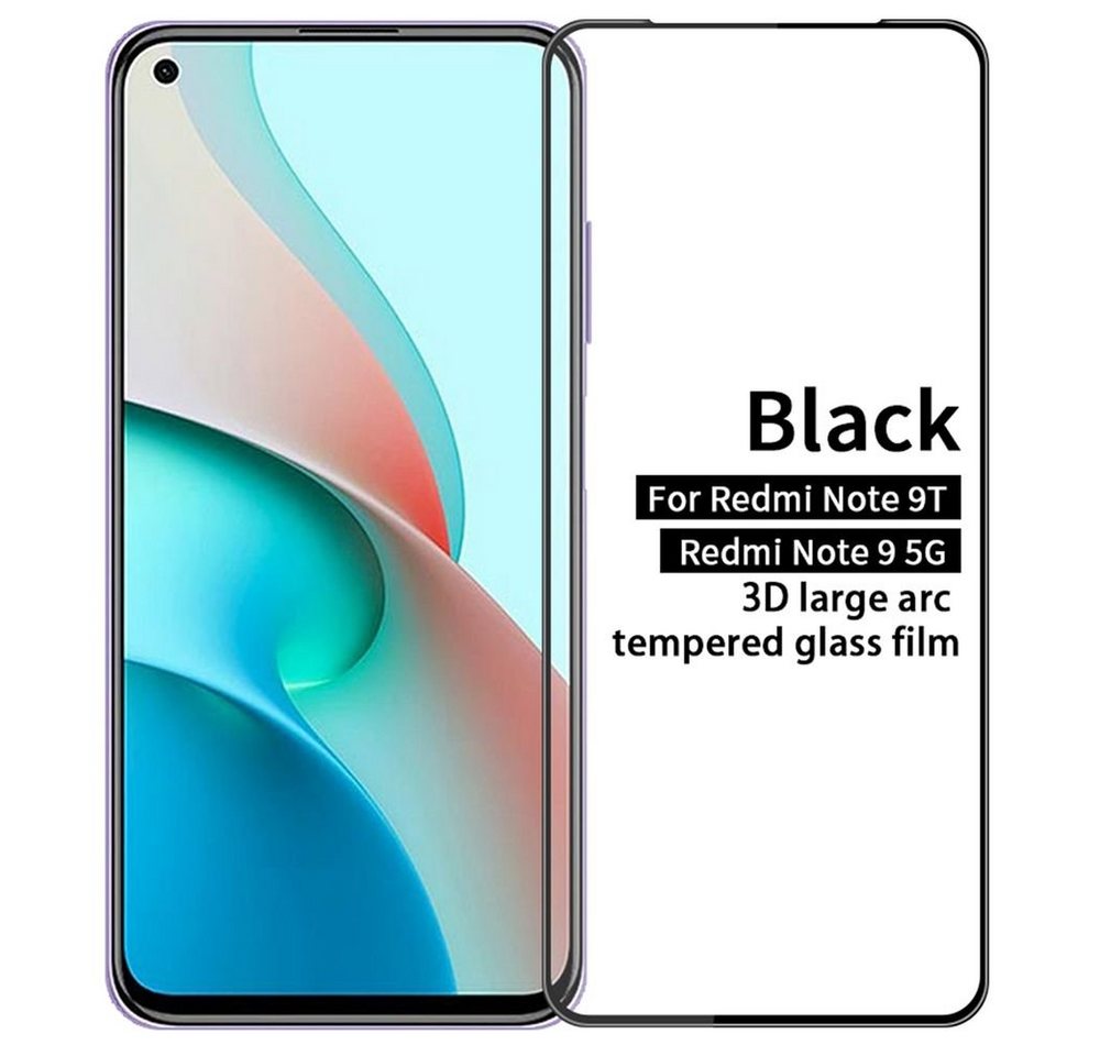 Wigento Handyhülle Für Xiaomi Redmi Note 9T 3D Premium 0,3 mm H9 Hart Glas Schwarz Folie Schutz Hülle Neu von Wigento