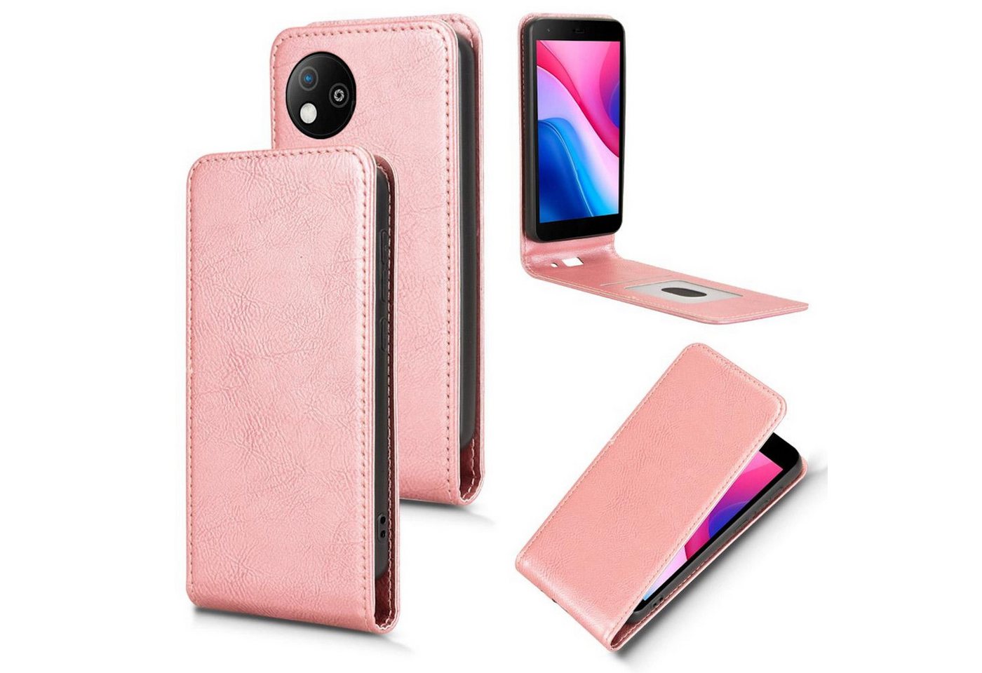 Wigento Handyhülle Für ZTE Blade A35 Lite Vertikale Flip Handy Tasche Hülle Cover Rosa, Vertikales Flip Kunst-Leder Handyhülle mit Kartenfach Wigento Handyhülle Für ZTE Blade A35 Lite Vertikale Flip Handy Tasche Hülle Cover Rosa, Vertikales Flip Kunst-Leder Handyhülle mit Kartenfach von Wigento