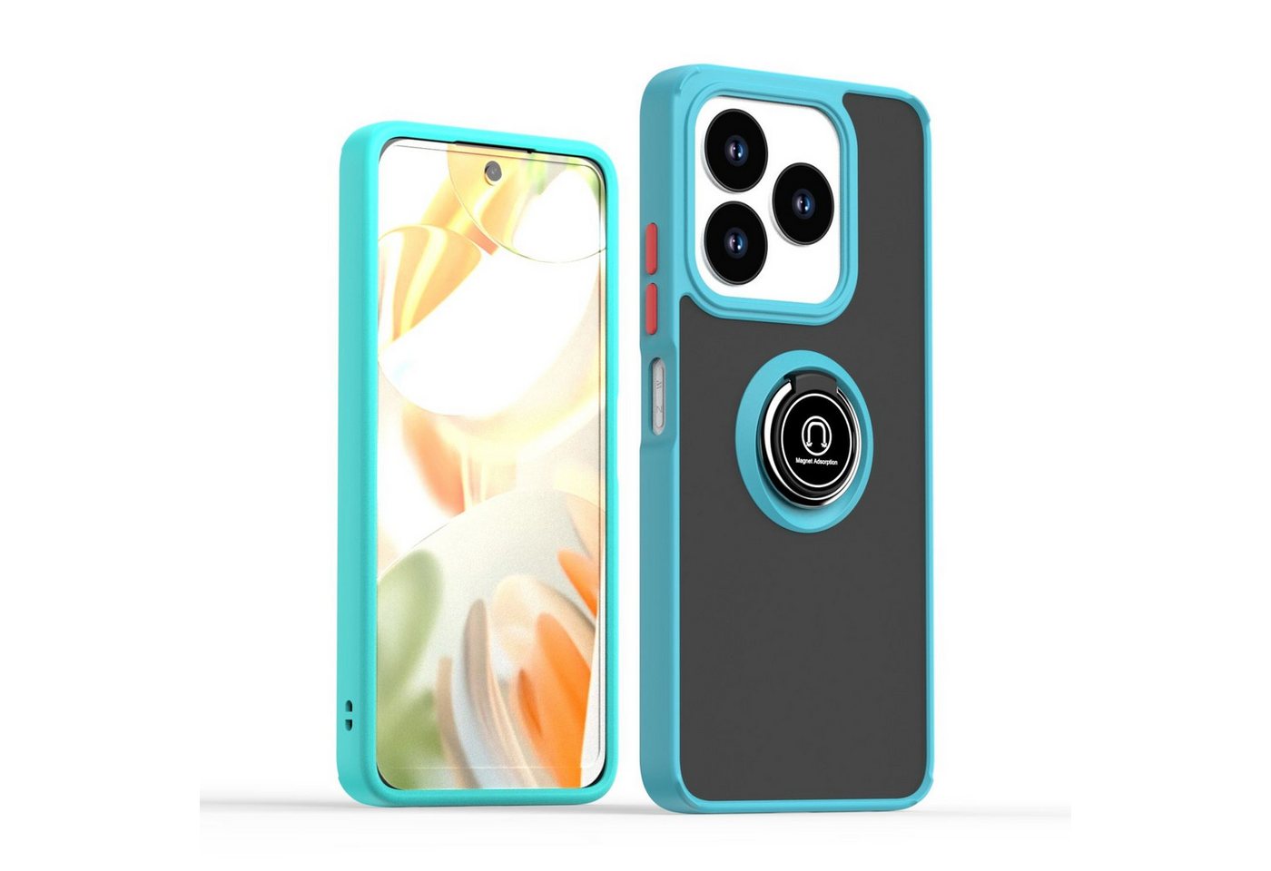 Wigento Handyhülle Für ZTE Blade V60 Smart / Blade A75 4G Design TPU PC Ring Hülle H Blau, Magnetringhalter stoßfestes Hybrid Material Wigento Handyhülle Für ZTE Blade V60 Smart / Blade A75 4G Design TPU PC Ring Hülle H Blau, Magnetringhalter stoßfestes Hybrid Material von Wigento