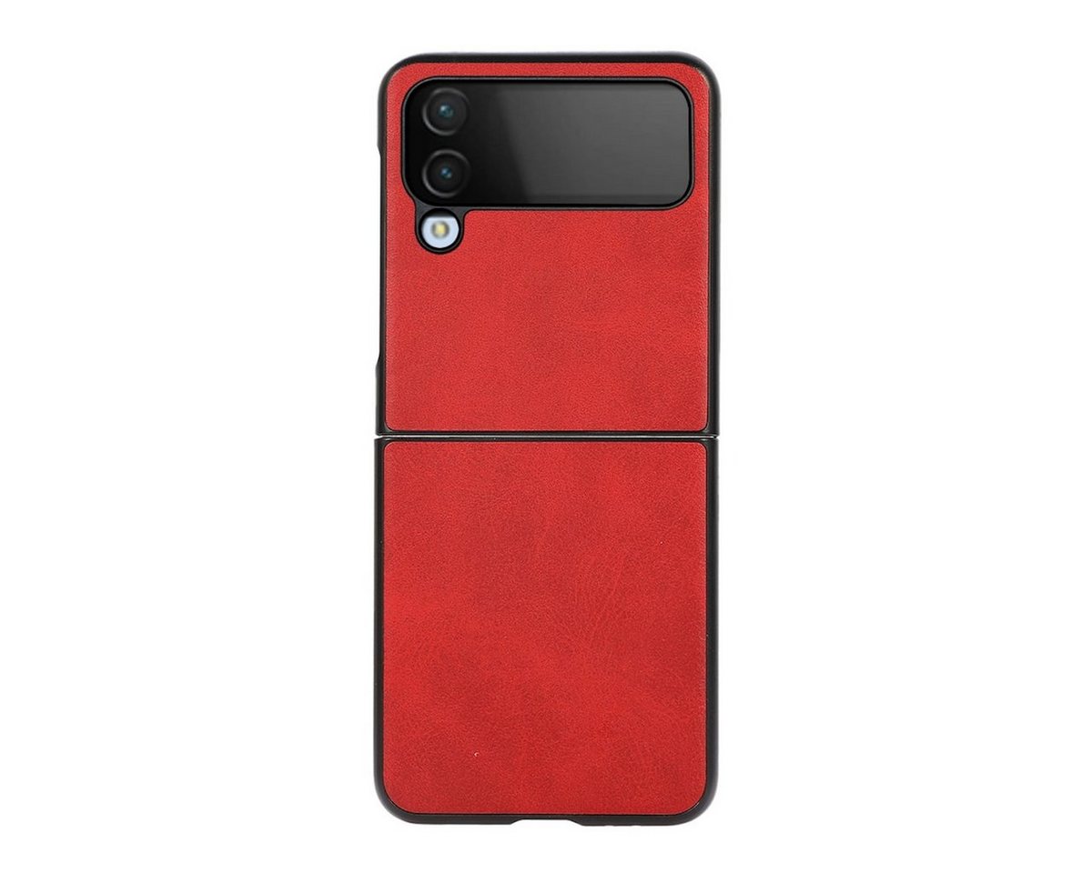 Wigento Handyhülle Samsung Galaxy Z Flip4 5G Struktur Kunststoff Cover Handy Tasche Hülle Etuis Rot von Wigento
