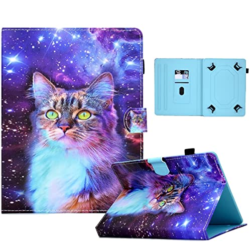 Wigento Kunstleder Tablet Cover Tasche Katze für Samsung Galaxy Tab A Schwarz Hülle Case Etui von Wigento