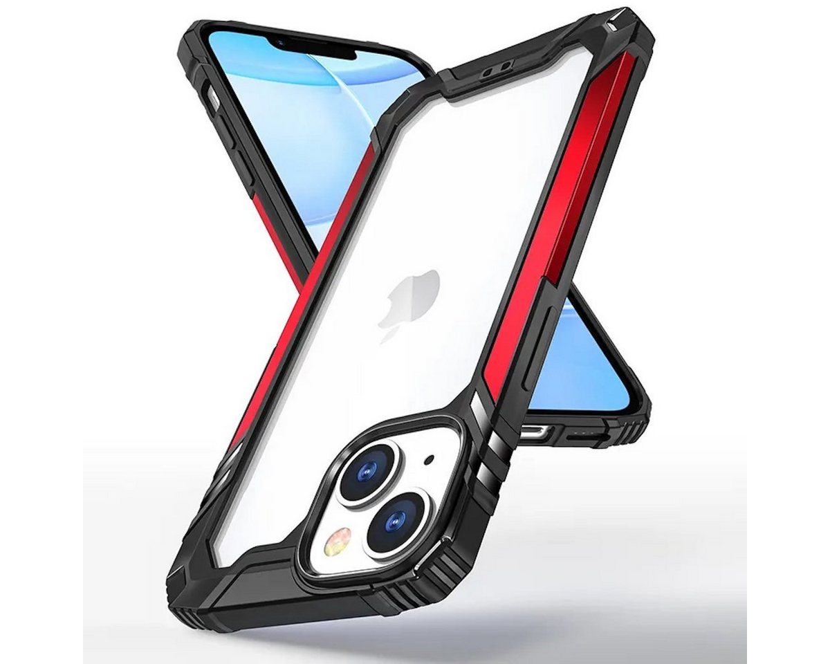 Wigento Smartphone-Hülle Apple iPhone 14 Electroplating TPU Ersatz Hülle Tasche Schutz Case Rot von Wigento