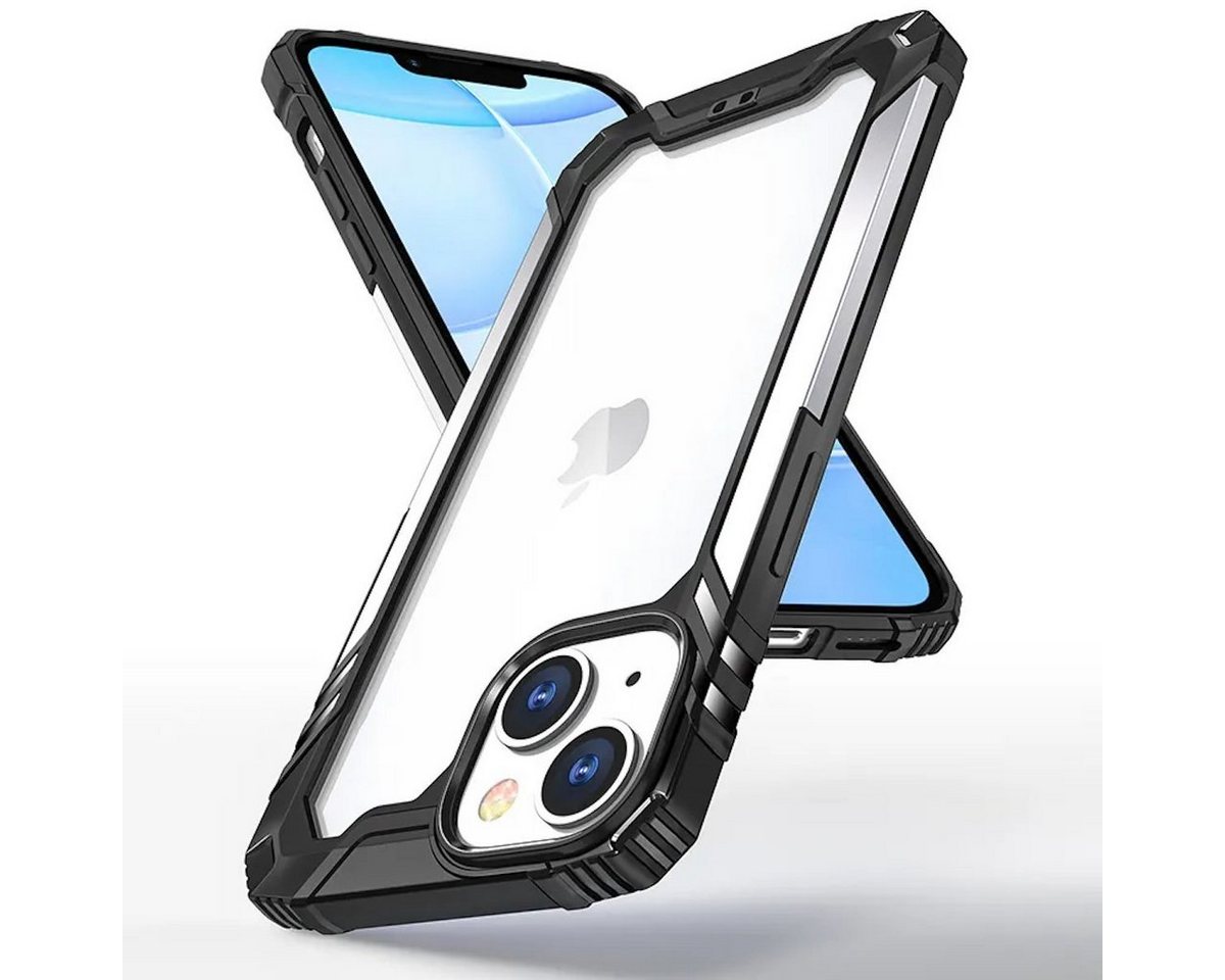 Wigento Smartphone-Hülle Apple iPhone 14 Electroplating TPU Ersatz Hülle Tasche Schutz Silber von Wigento