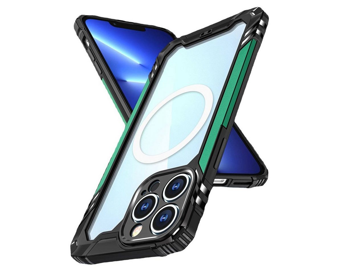 Wigento Smartphone-Hülle Für Apple iPhone 14 Pro Electroplating TPU Hülle Tasche Schutz Grün von Wigento
