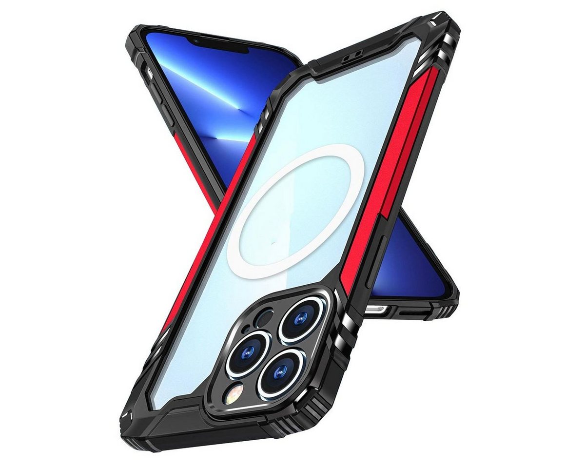 Wigento Smartphone-Hülle Für Apple iPhone 14 Pro Electroplating TPU Hülle Tasche Schutz Rot von Wigento