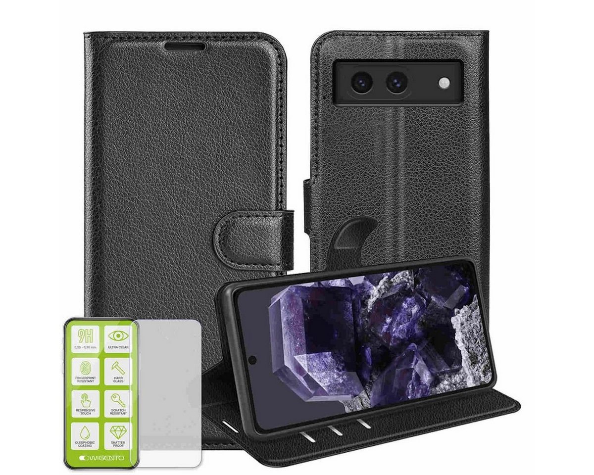 Wigento Smartphone-Hülle Für Google Pixel 8a Produktset Handy Tasche Schwarz + H9 Hart Glas von Wigento