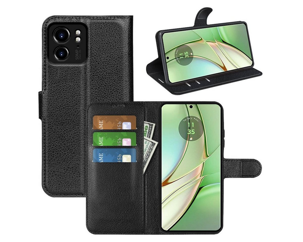 Wigento Smartphone-Hülle Für Motorola Edge 40 Book Wallet Premium Schutz Handy Hülle Tasche von Wigento