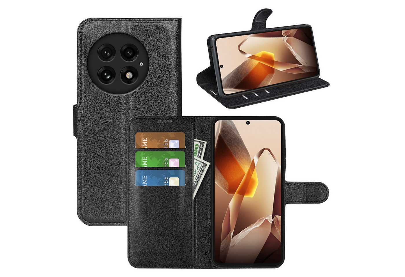 Wigento Smartphone-Hülle Für OnePlus 13 Kunstleder Book Wallet Schutz Tasche Hülle Case Schwarz, Kunstleder Book Wallet Hülle mit Magnetverschluss Wigento Smartphone-Hülle Für OnePlus 13 Kunstleder Book Wallet Schutz Tasche Hülle Case Schwarz, Kunstleder Book Wallet Hülle mit Magnetverschluss von Wigento