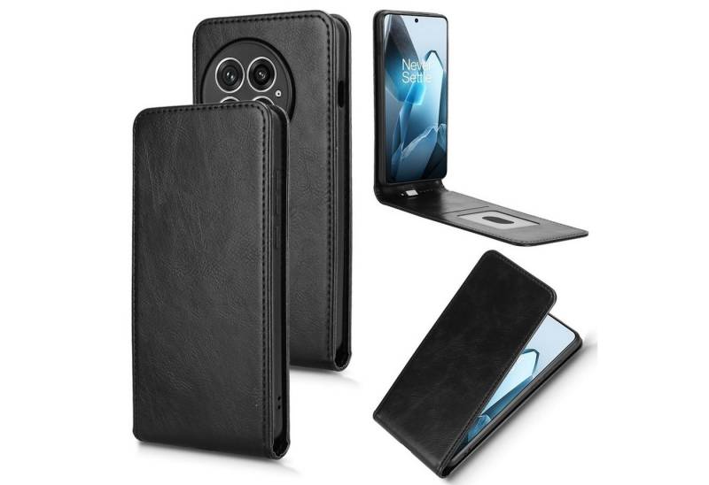 Wigento Smartphone-Hülle Für OnePlus 13 Magnetische Vertikale Flip Kunstleder Hülle Schwarz, Magnetverschluss, Kartenfächer, Halterfunktion von Wigento