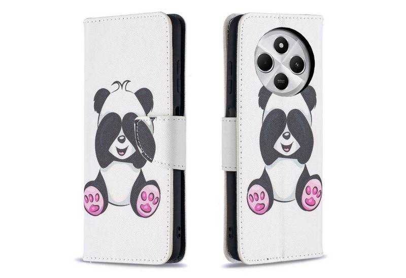 Wigento Smartphone-Hülle Für Xiaomi Redmi 14C Kunstleder Tasche Hülle Book Wallet Motiv Design, Kunst-Leder Schutzhülle magnetischer Verschluss von Wigento