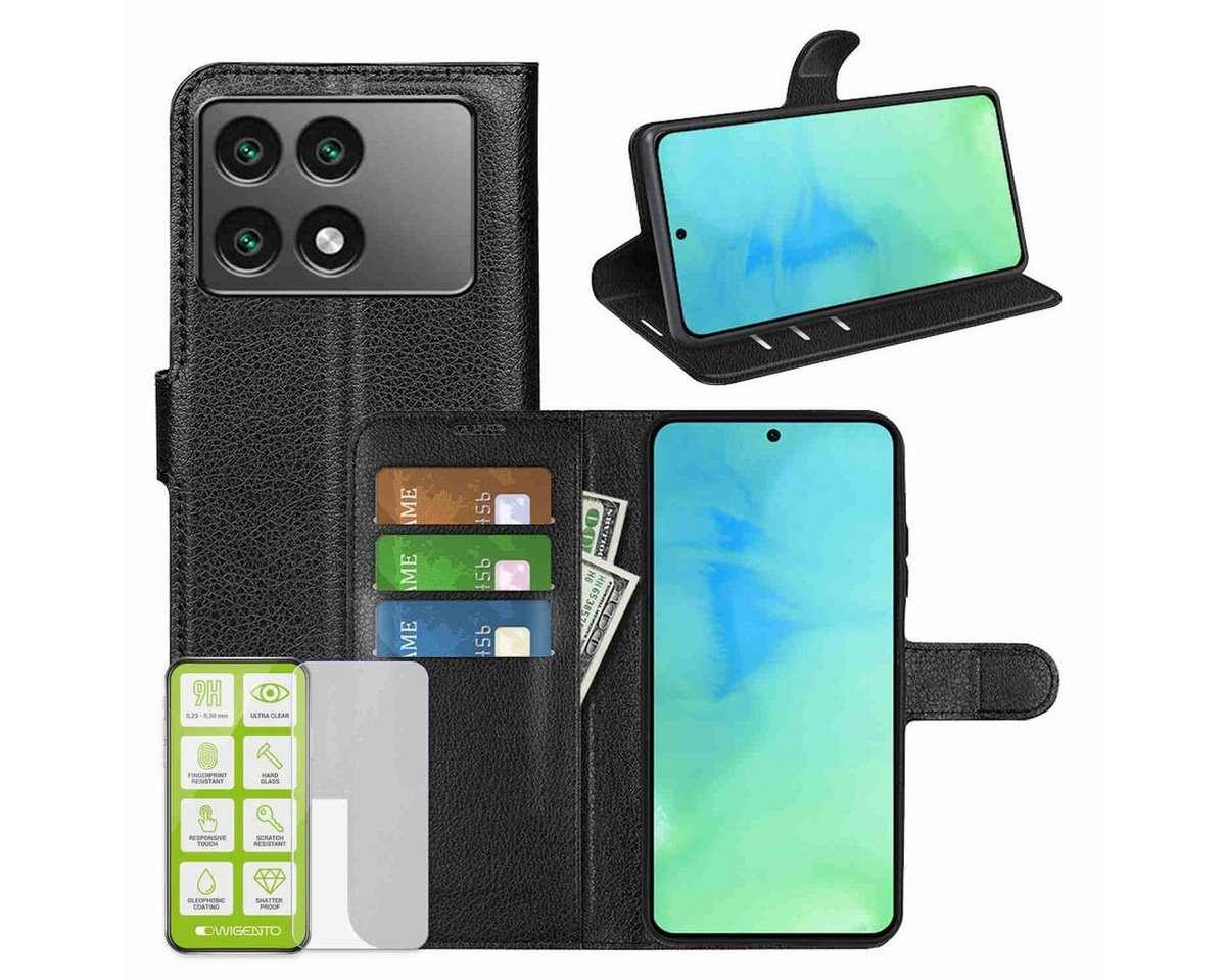 Wigento Smartphone-Hülle Für Xiaomi Redmi K70 & Pro Poco F6 & Pro Book Wallet Tasche + H9 Glas von Wigento