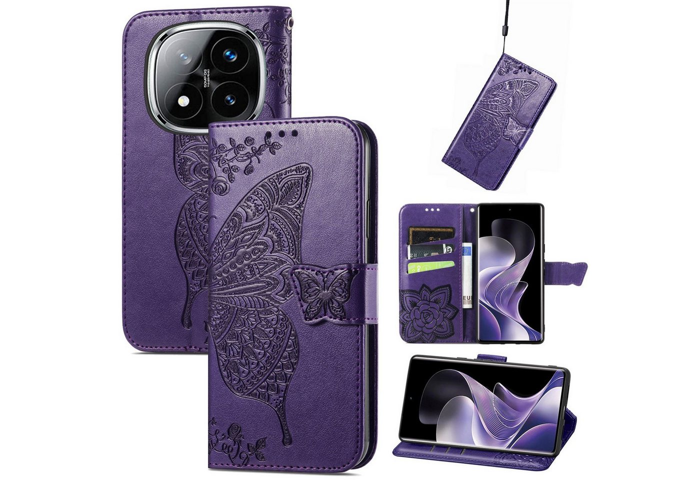 Wigento Smartphone-Hülle Für Xiaomi Redmi Note 14 Pro Plus 5G Kunstleder Book Wallet Hülle Lila, Kunst-Leder Schutzhülle Smart Case Cover magnetischer Verschluss Wigento Smartphone-Hülle Für Xiaomi Redmi Note 14 Pro Plus 5G Kunstleder Book Wallet Hülle Lila, Kunst-Leder Schutzhülle Smart Case Cover magnetischer Verschluss von Wigento
