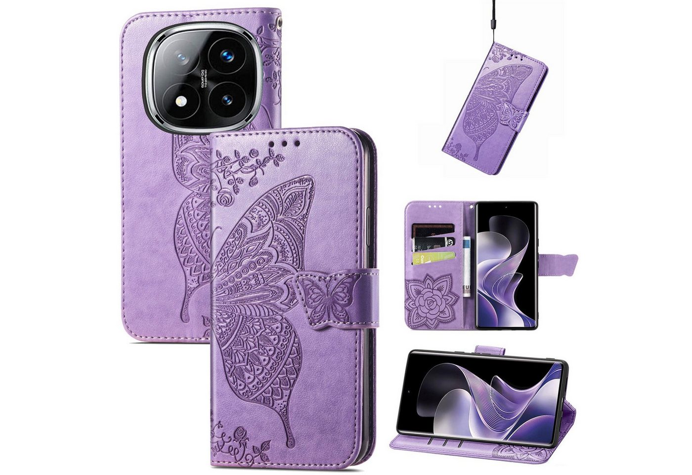 Wigento Smartphone-Hülle Für Xiaomi Redmi Note 14 Pro Plus 5G Kunstleder Wallet Hülle Hell-Lila, Kunst-Leder Schutzhülle Smart Case Cover magnetischer Verschluss Wigento Smartphone-Hülle Für Xiaomi Redmi Note 14 Pro Plus 5G Kunstleder Wallet Hülle Hell-Lila, Kunst-Leder Schutzhülle Smart Case Cover magnetischer Verschluss von Wigento
